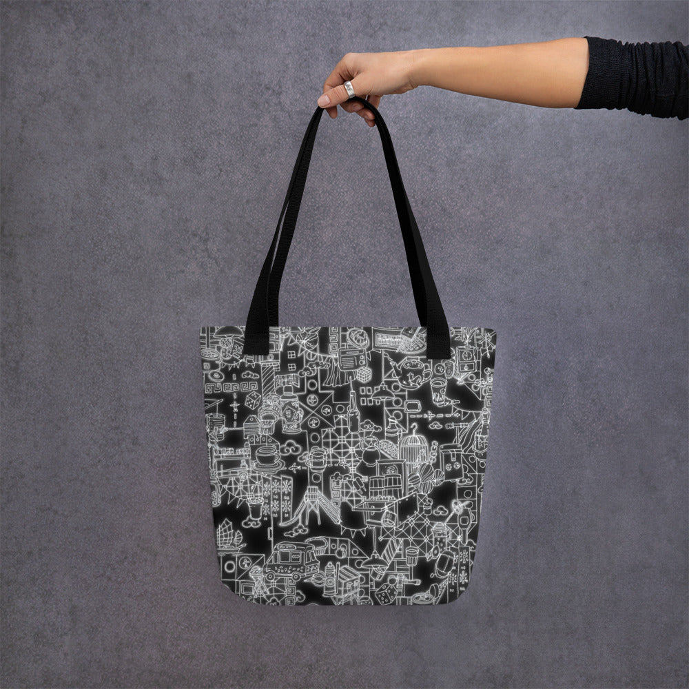 Neon Hong Kong (B&W Edition) Tote bag
