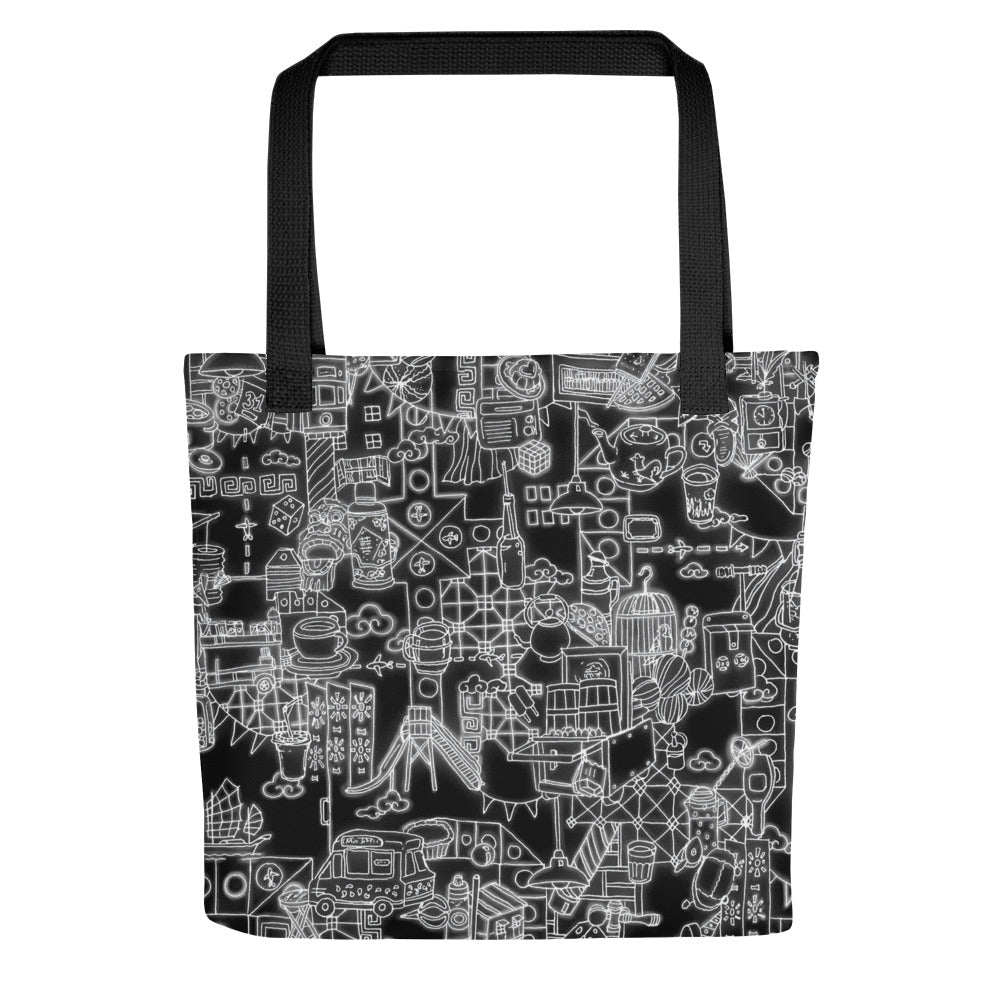 Neon Hong Kong (B&W Edition) Tote bag