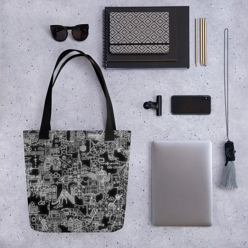 Neon Hong Kong (B&W Edition) Tote bag