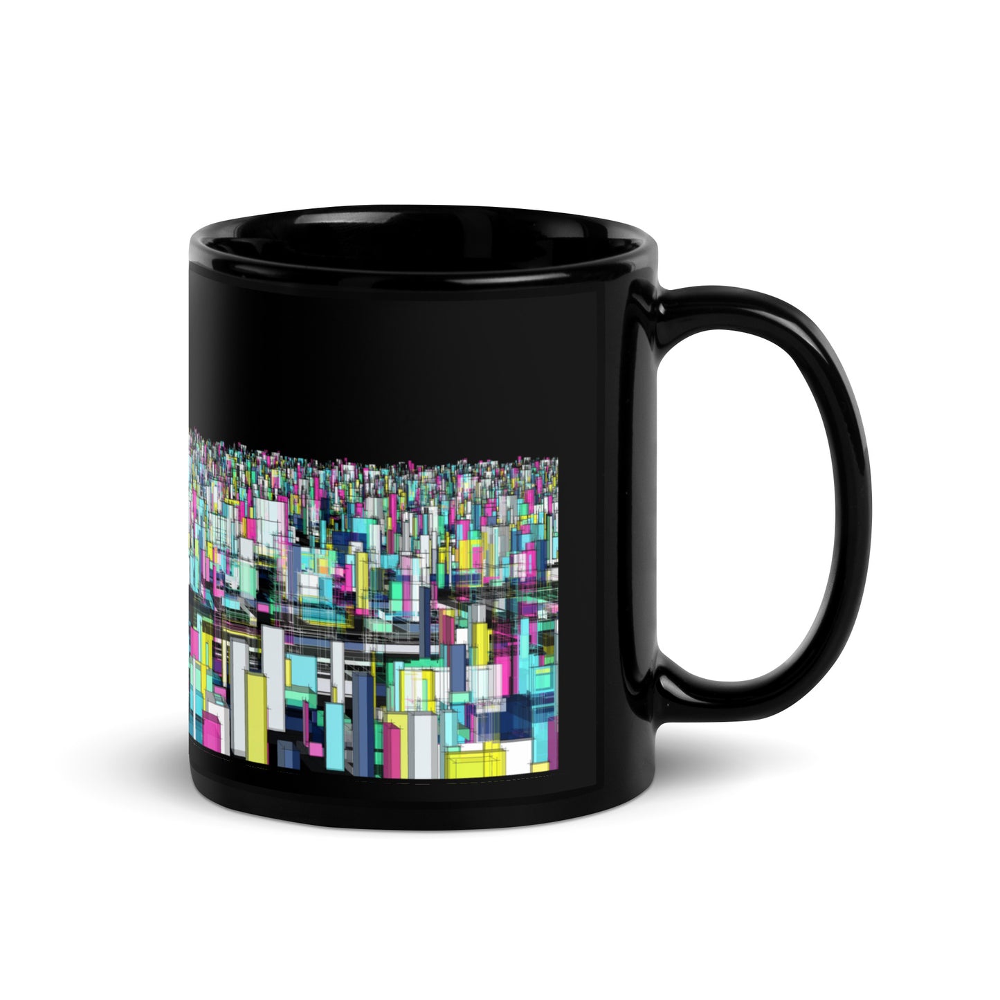 Urban City Black Glossy Mug