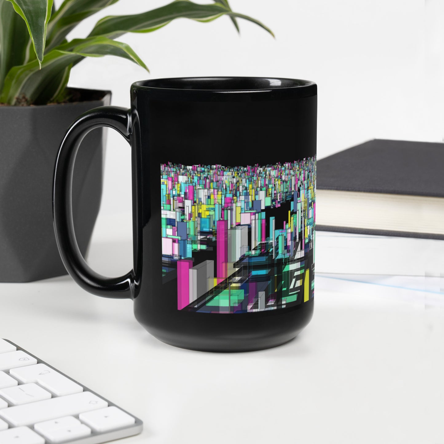 Urban City Black Glossy Mug