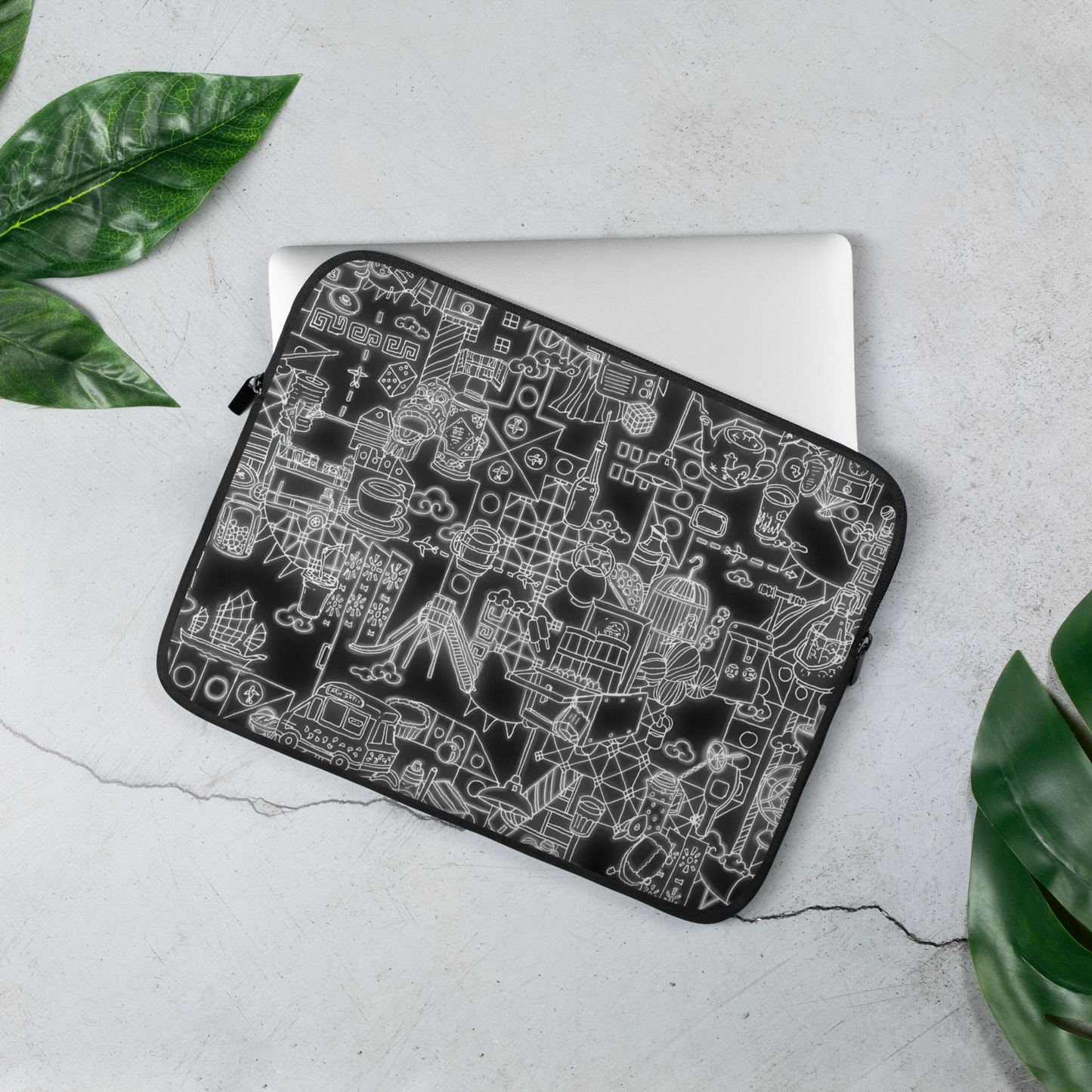 Neon Hong Kong (B&W) Laptop Sleeve