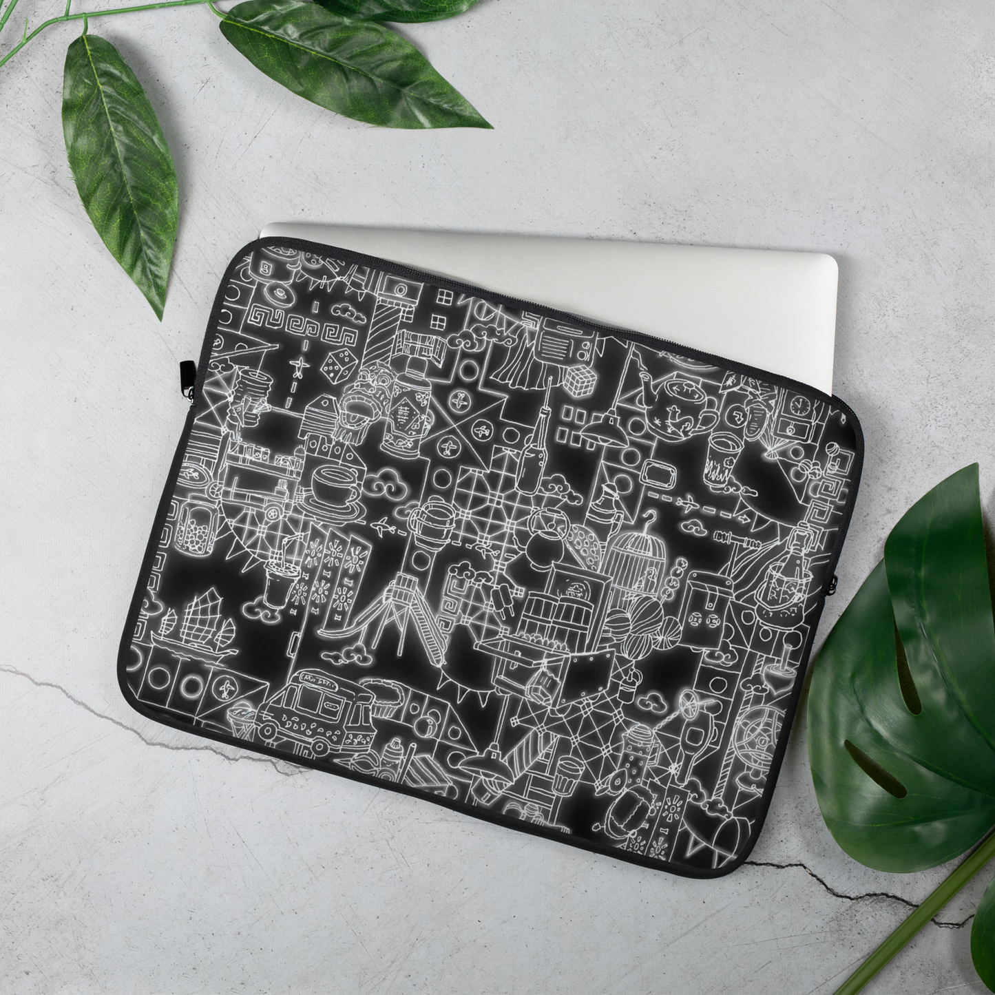Neon Hong Kong (B&W) Laptop Sleeve