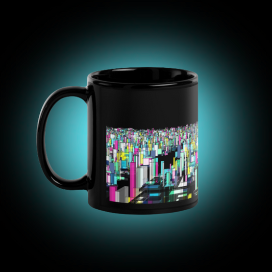 Urban City Black Glossy Mug