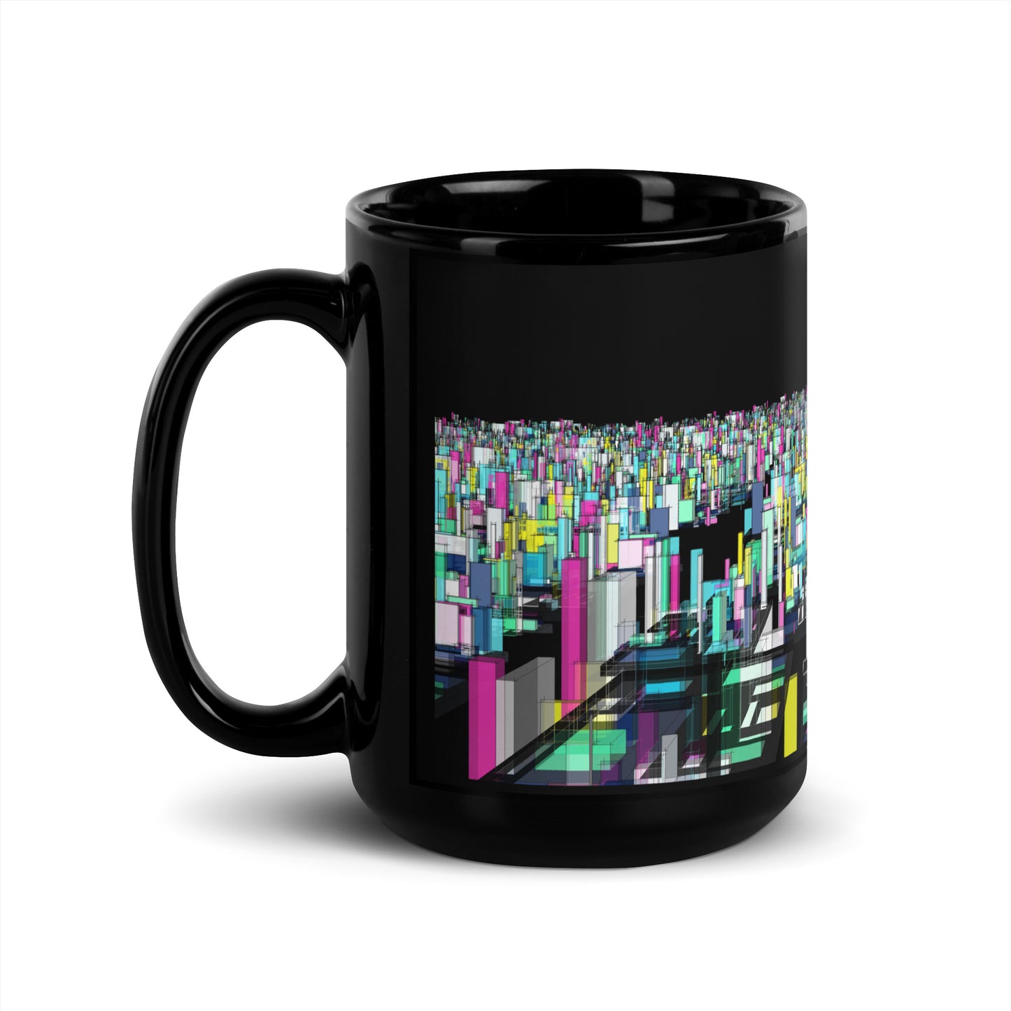 Urban City Black Glossy Mug